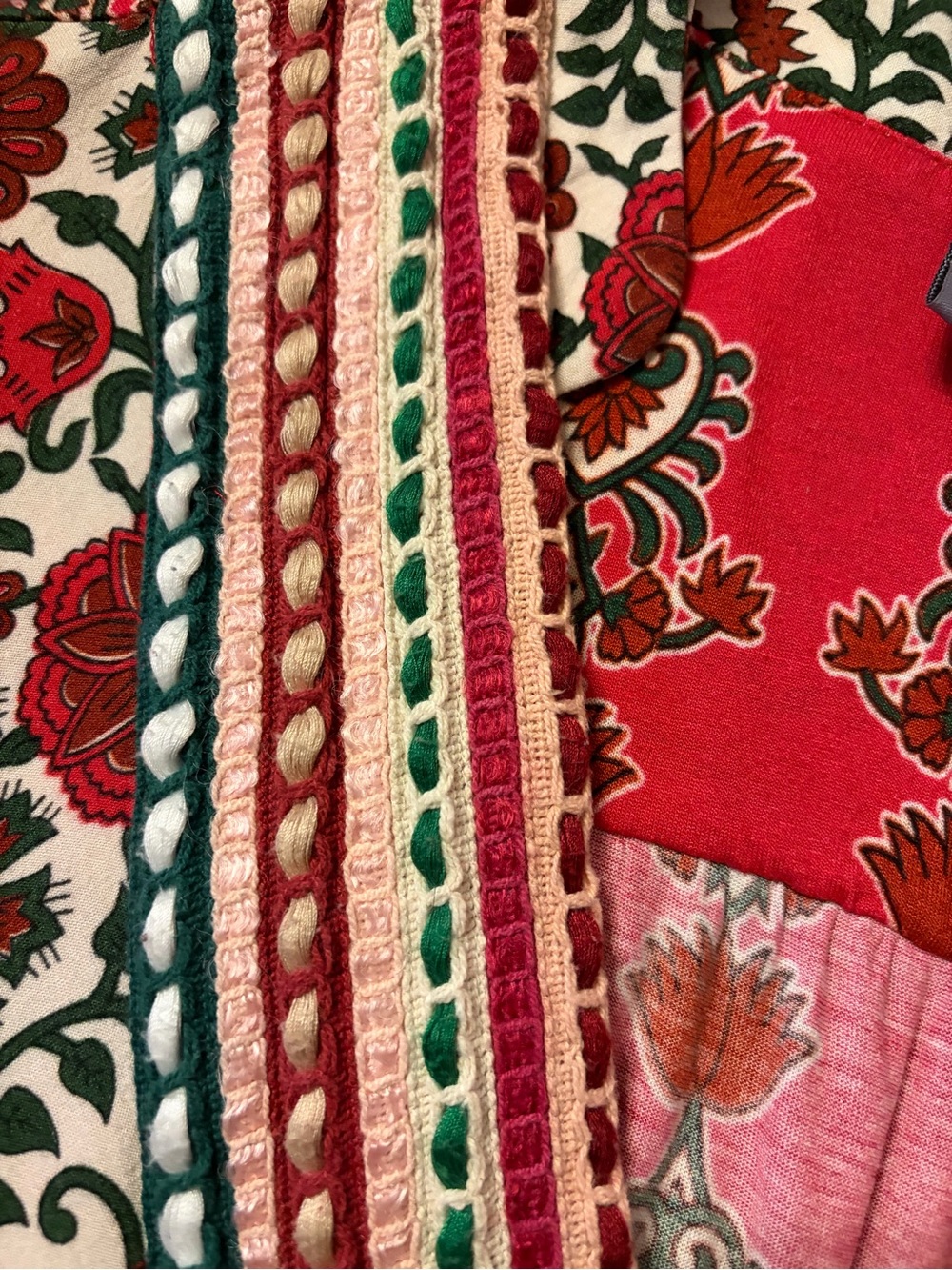 Anthropologie Bl^nk London Stephanie Floral V-Neck Peasant Top Red/Beige Small - Picture 5 of 7